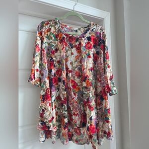 Botique Floral Women's Flowy Boho Top